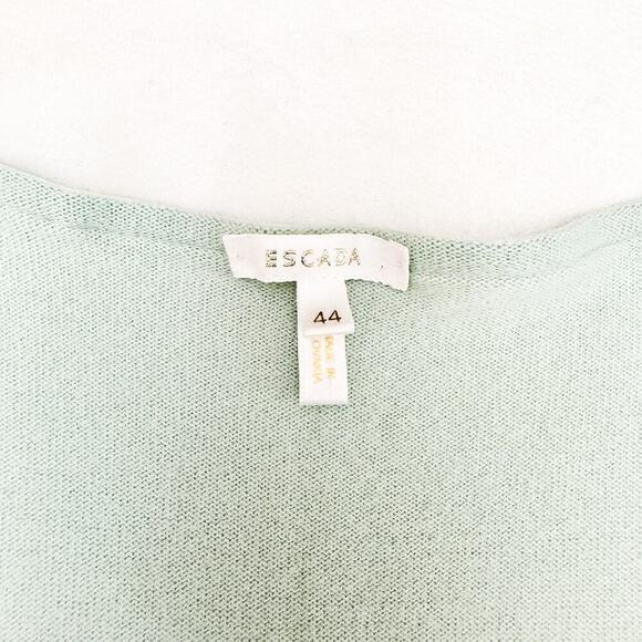 Escada Virgin Wool Cashmere V-Neck Lace Short Sleeve Top Size 44 MINT - Picture 4 of 7